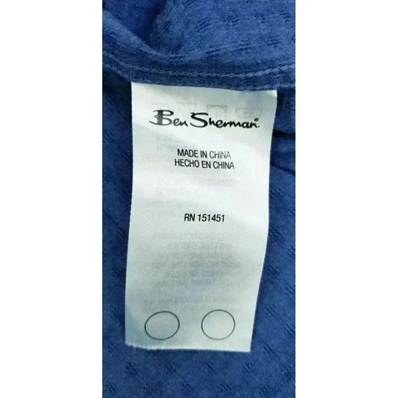 Ben Sherman Size Large Men Blue Pattern Pocket Logo Tag Short Sleeve Button Down - Picture 13 of 13